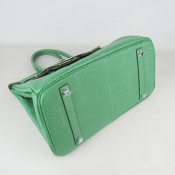 High Quality Fake Hermes Birkin 35CM Pearl Veins Leather Bag Green 6089
